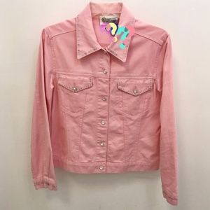 Swarovski crystals embellished pink denim jacket